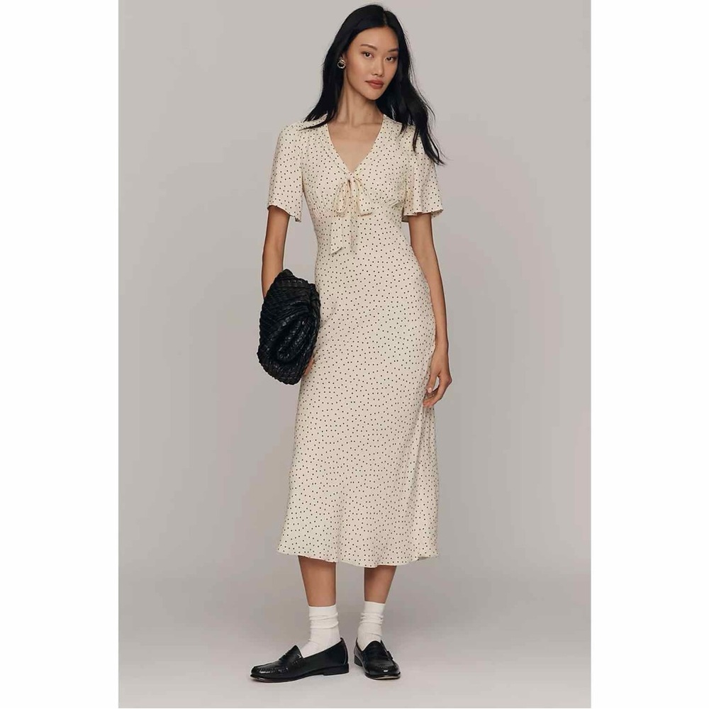 NWT Reformation Tyra Midi Dress in Salt & Pepper Size 4
